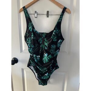 Daci Women's Tropical Green Leafs (Black/Green) Style Swimsuit Size XL